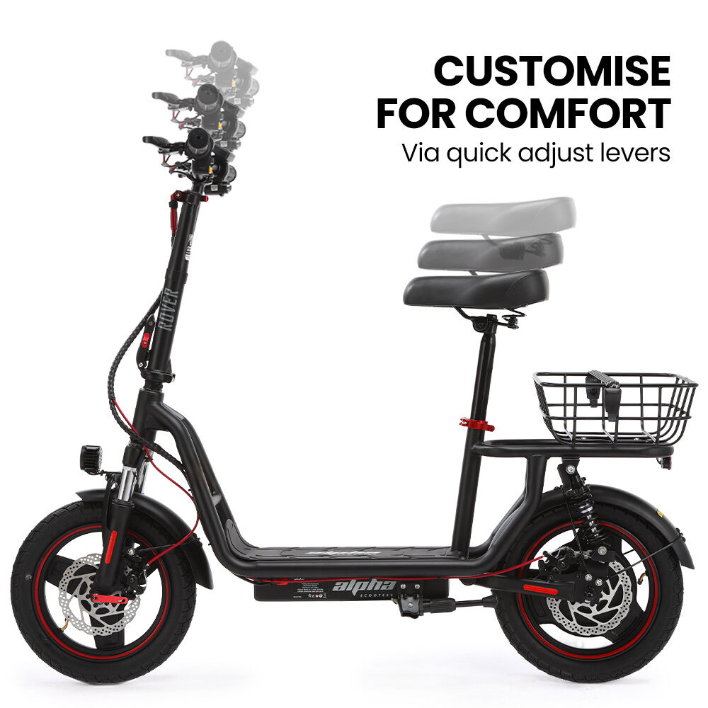 ALPHA Rover Electric Scooter with Seat, 500W 48V 25km/h 30km Range, 14-inch Tyres, Motorised Commuter V219-TRNESCAL8KRA