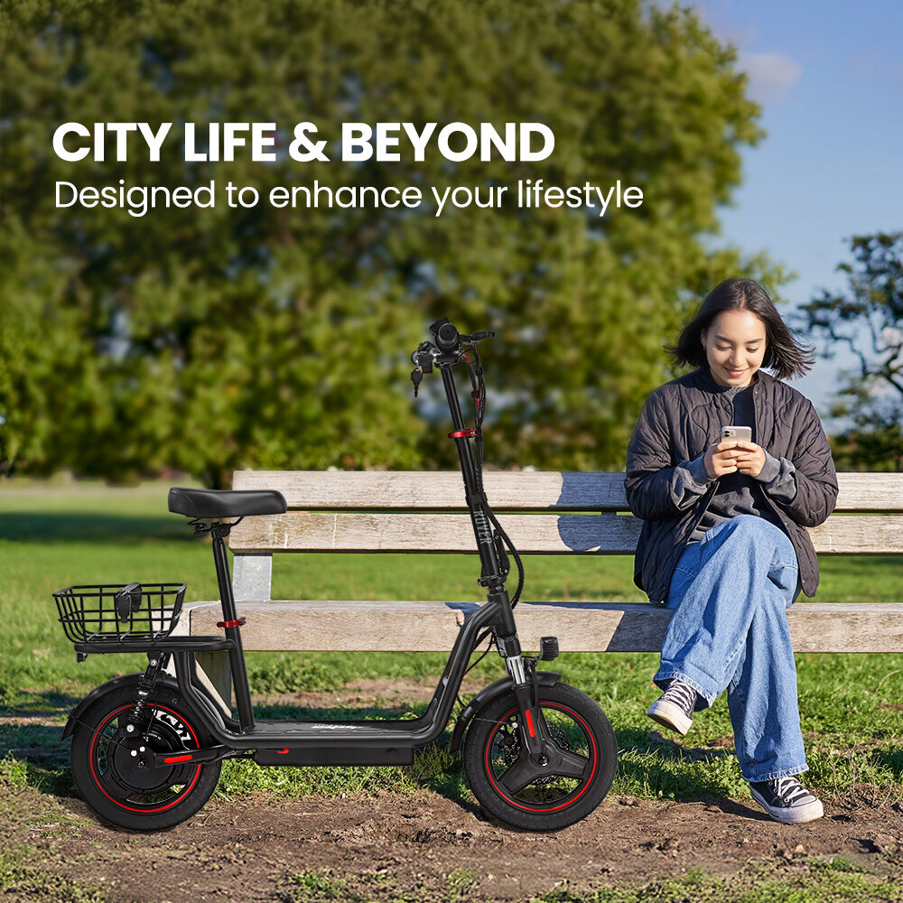 ALPHA Rover Electric Scooter with Seat, 500W 48V 25km/h 30km Range, 14-inch Tyres, Motorised Commuter V219-TRNESCAL8KRA