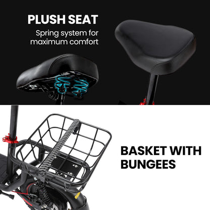 ALPHA Rover Electric Scooter with Seat, 500W 48V 25km/h 30km Range, 14-inch Tyres, Motorised Commuter V219-TRNESCAL8KRA