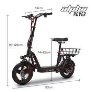 ALPHA Rover Electric Scooter with Seat, 500W 48V 25km/h 30km Range, 14-inch Tyres, Motorised Commuter V219-TRNESCAL8KRA