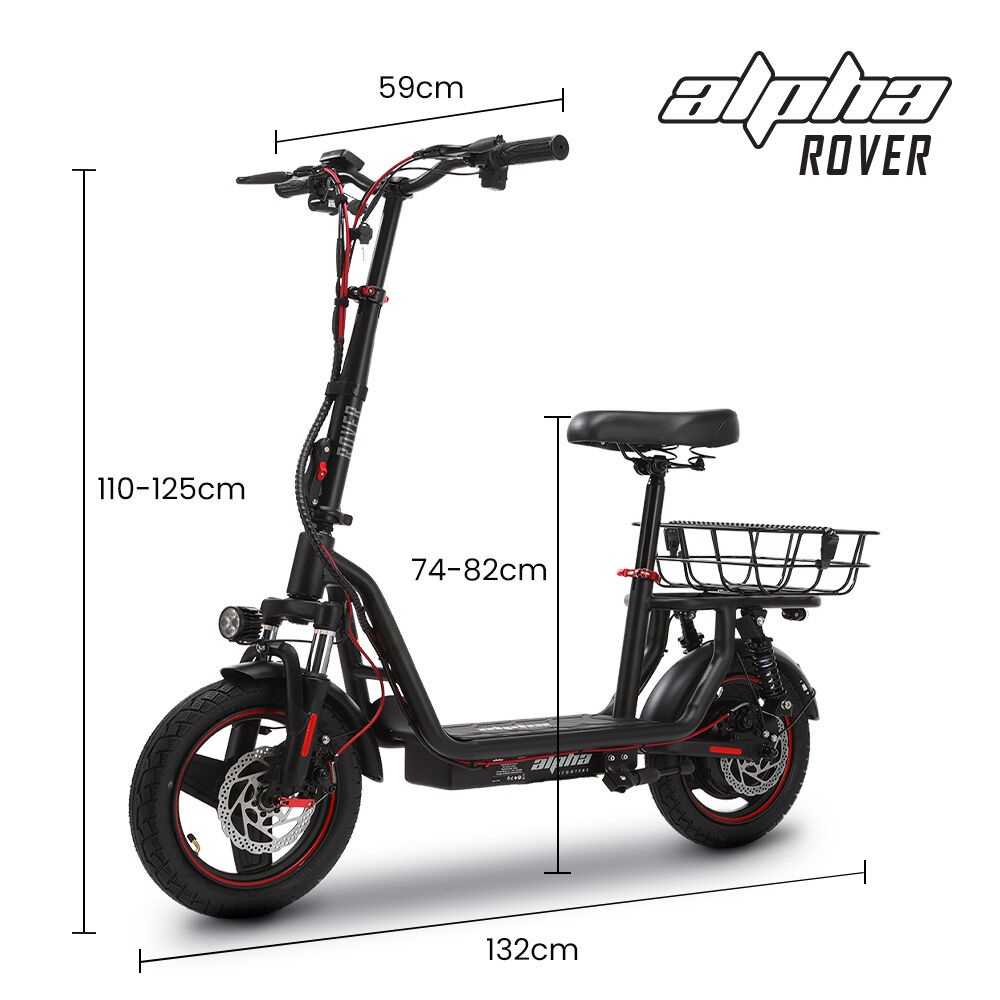 ALPHA Rover Electric Scooter with Seat, 500W 48V 25km/h 30km Range, 14-inch Tyres, Motorised Commuter V219-TRNESCAL8KRA