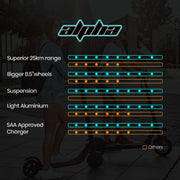 ALPHA Urban 8 Electric Scooter, Suspension, 25km Range, 8.5-Inch Wheels, Brushless Motor, Motorised Commuter V219-TRNESCALA4KA