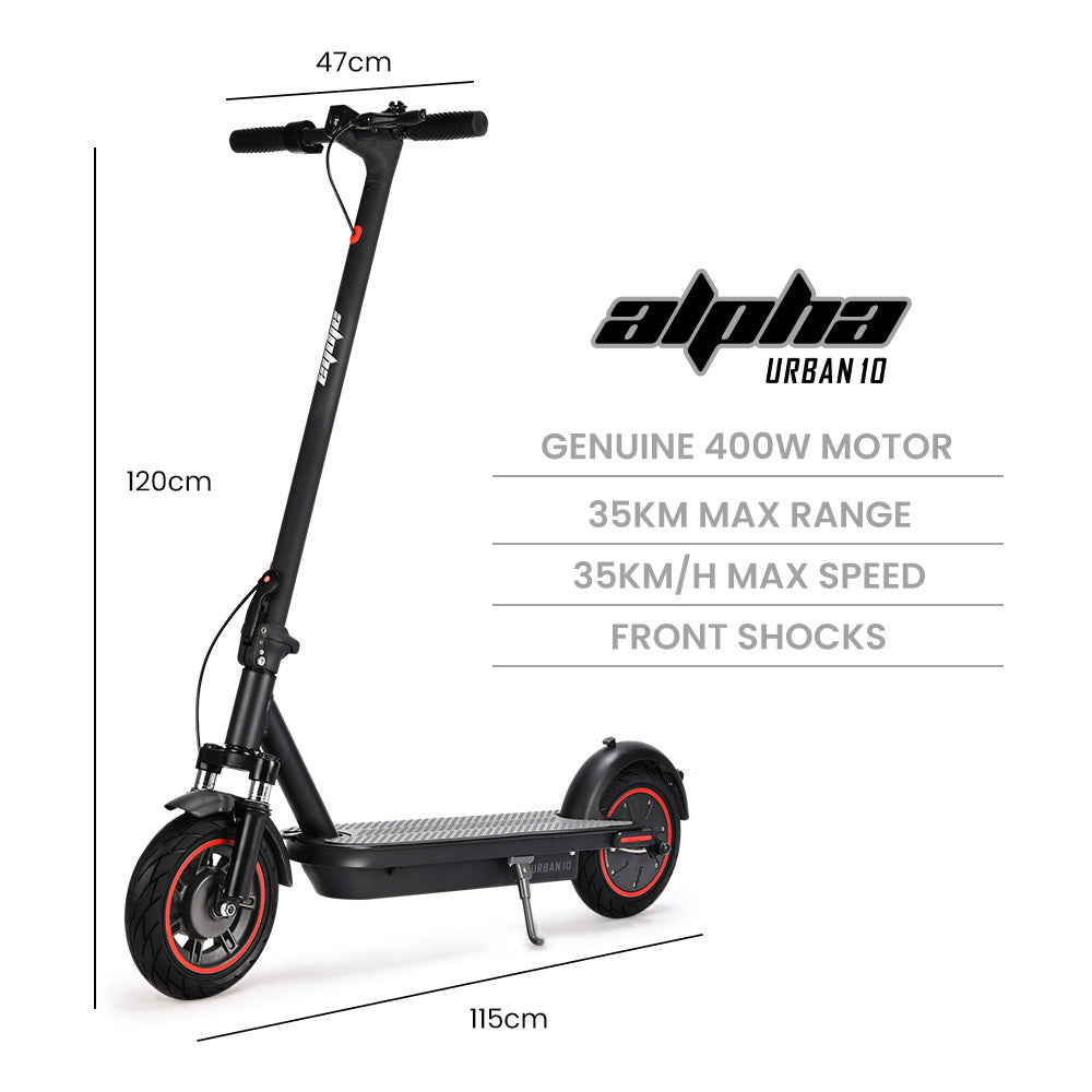 ALPHA Urban 10 Electric Scooter, 35km/h, Suspension, 35km Range, 10-Inch Wheels, Brushless Motor, Free APP, V219-TRNESCALA6KA