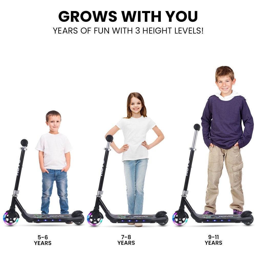 ROVO KIDS WhizKid Electric Scooter, Ages 5-11, Adjustable Height, AU Compliant, Lithium Battery, Brushless V219-TRNESCRVB1BA