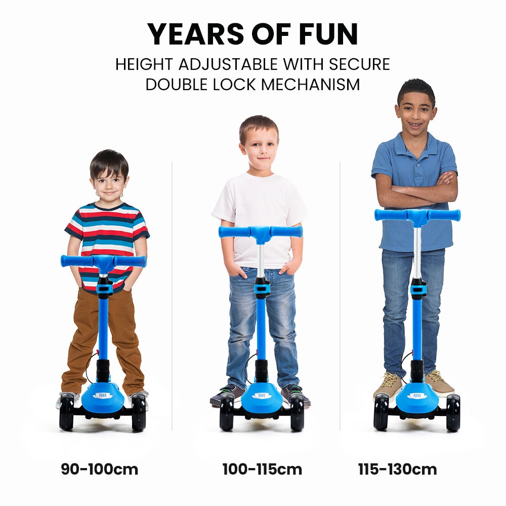 ROVO KIDS 3-Wheel Electric Scooter , Ages 3-8, Adjustable Height, AU Compliant, Lithium Battery, Blue V219-TRNESCRVM1BA