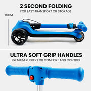 ROVO KIDS 3-Wheel Electric Scooter , Ages 3-8, Adjustable Height, AU Compliant, Lithium Battery, Blue V219-TRNESCRVM1BA