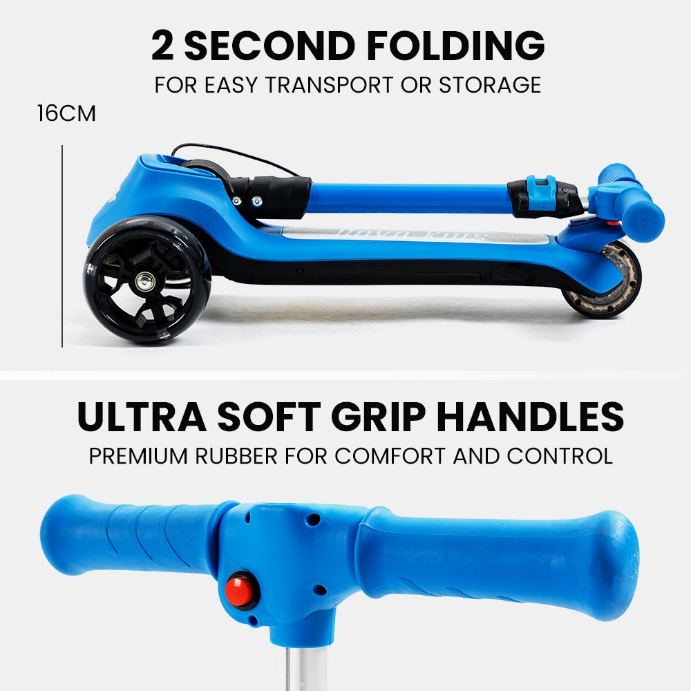 ROVO KIDS 3-Wheel Electric Scooter , Ages 3-8, Adjustable Height, AU Compliant, Lithium Battery, Blue V219-TRNESCRVM1BA