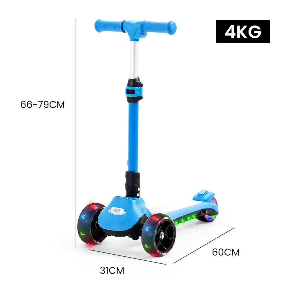 ROVO KIDS 3-Wheel Electric Scooter , Ages 3-8, Adjustable Height, AU Compliant, Lithium Battery, Blue V219-TRNESCRVM1BA