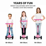 ROVO KIDS 3-Wheel Electric Scooter , Ages 3-8, Adjustable Height, AU Compliant, Lithium Battery, Pink V219-TRNESCRVM1PA