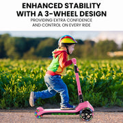 ROVO KIDS 3-Wheel Electric Scooter , Ages 3-8, Adjustable Height, AU Compliant, Lithium Battery, Pink V219-TRNESCRVM1PA
