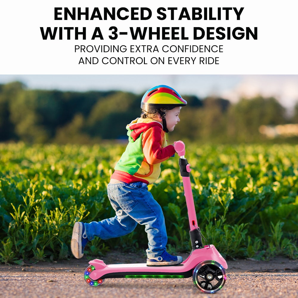 ROVO KIDS 3-Wheel Electric Scooter , Ages 3-8, Adjustable Height, AU Compliant, Lithium Battery, Pink V219-TRNESCRVM1PA