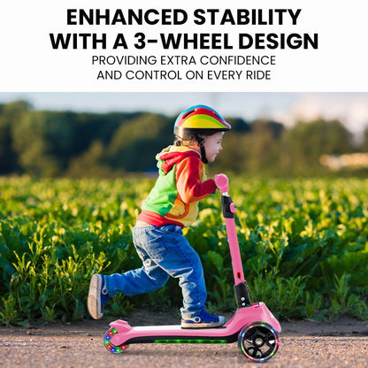 ROVO KIDS 3-Wheel Electric Scooter , Ages 3-8, Adjustable Height, AU Compliant, Lithium Battery, Pink V219-TRNESCRVM1PA