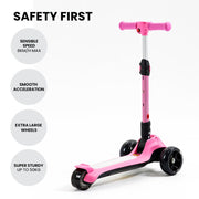 ROVO KIDS 3-Wheel Electric Scooter , Ages 3-8, Adjustable Height, AU Compliant, Lithium Battery, Pink V219-TRNESCRVM1PA