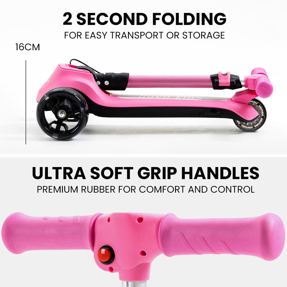 ROVO KIDS 3-Wheel Electric Scooter , Ages 3-8, Adjustable Height, AU Compliant, Lithium Battery, Pink V219-TRNESCRVM1PA