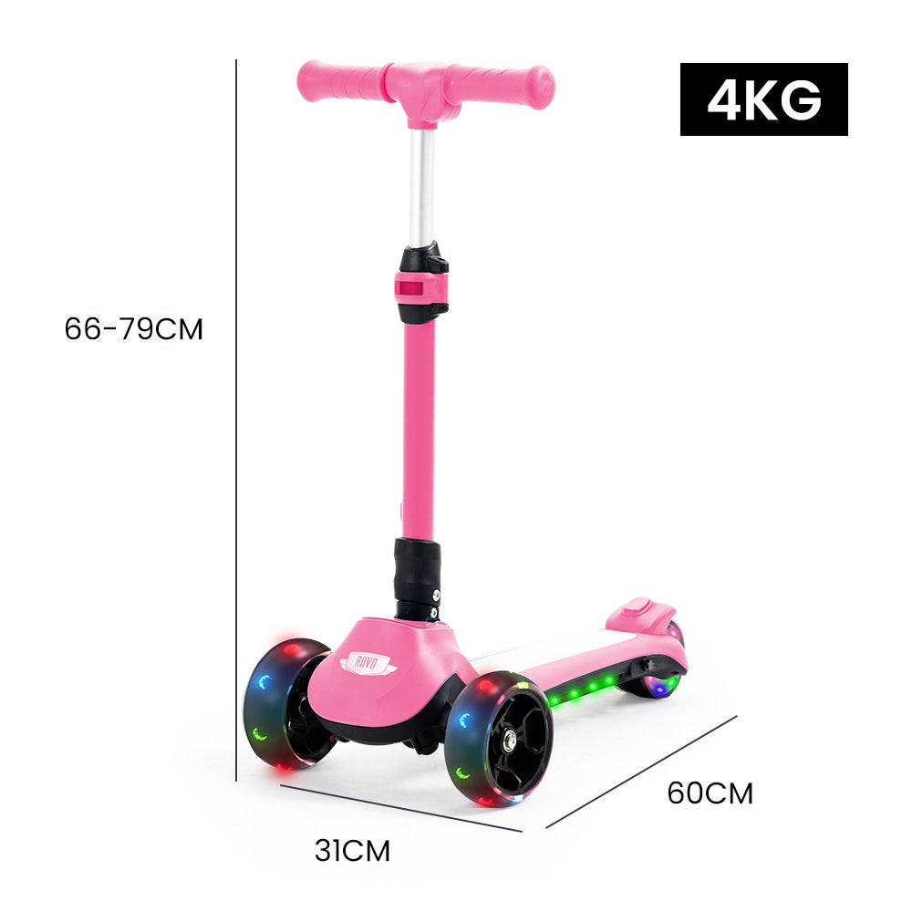 ROVO KIDS 3-Wheel Electric Scooter , Ages 3-8, Adjustable Height, AU Compliant, Lithium Battery, Pink V219-TRNESCRVM1PA