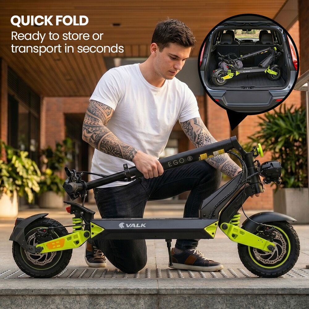 VALK Ego 8 Electric Scooter, 45km/h Max, AU Compliant, 48V 13Ah, Up to 55km Range, eScooter for Adults, V219-TRNESCVAE8GA