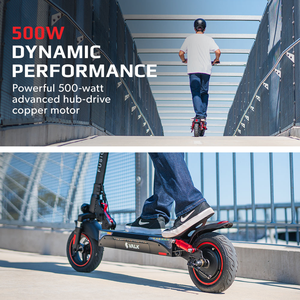 VALK Fusion 5 Electric Scooter, 500W, AU Compliant, 48V 13Ah Lithium, 50km Range, 40km/h, Quad Shocks, 10 V219-TRNESCVAF5NA