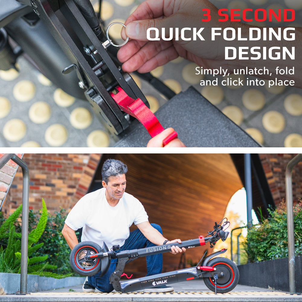 VALK Fusion 5 Electric Scooter, 500W, AU Compliant, 48V 13Ah Lithium, 50km Range, 40km/h, Quad Shocks, 10 V219-TRNESCVAF5NA