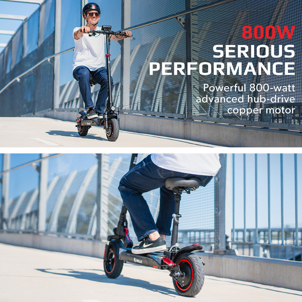 VALK Fusion 7 Electric Scooter, 800W, AU Compliant, with Seat Option, 48V 13Ah Lithium, 50km Range, Quad V219-TRNESCVAF7SA
