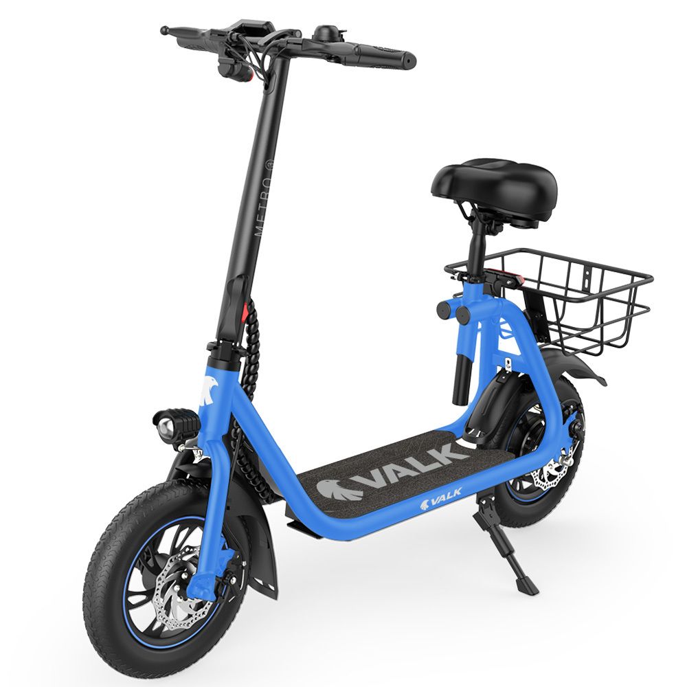 VALK Electric Scooter with Seat, Disc brakes, 12" Tyres, AU Compliant, for Adults, Teens, Commuter, Blue V219-TRNESCVAM3BA