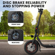 VALK Electric Scooter with Seat, Disc brakes, 12" Tyres, AU Compliant, for Adults, Teens, Commuter, Black V219-TRNESCVAM3KA