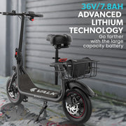 VALK Electric Scooter with Seat, Disc brakes, 12" Tyres, AU Compliant, for Adults, Teens, Commuter, Black V219-TRNESCVAM3KA