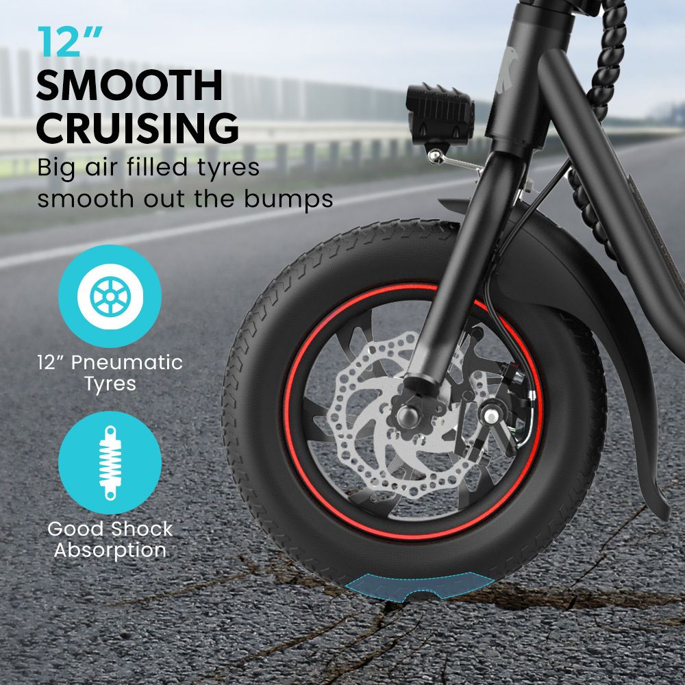 VALK Electric Scooter with Seat, Disc brakes, 12" Tyres, AU Compliant, for Adults, Teens, Commuter, Black V219-TRNESCVAM3KA
