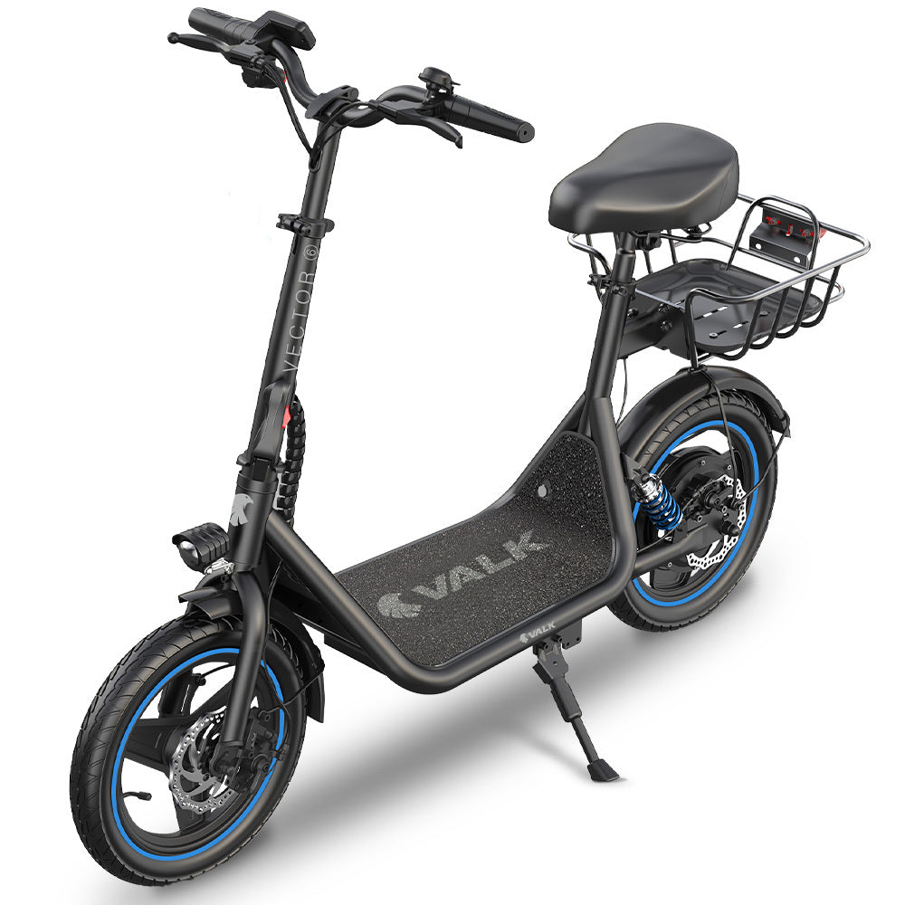 VALK Electric Scooter with Seat, 30km Range, AU Compliant, Disc brakes, 14" Tyres, for Adults, Teens, Commuter V219-TRNESCVAM6KA