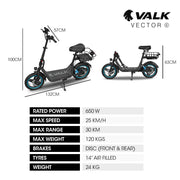 VALK Electric Scooter with Seat, 30km Range, AU Compliant, Disc brakes, 14" Tyres, for Adults, Teens, Commuter V219-TRNESCVAM6KA