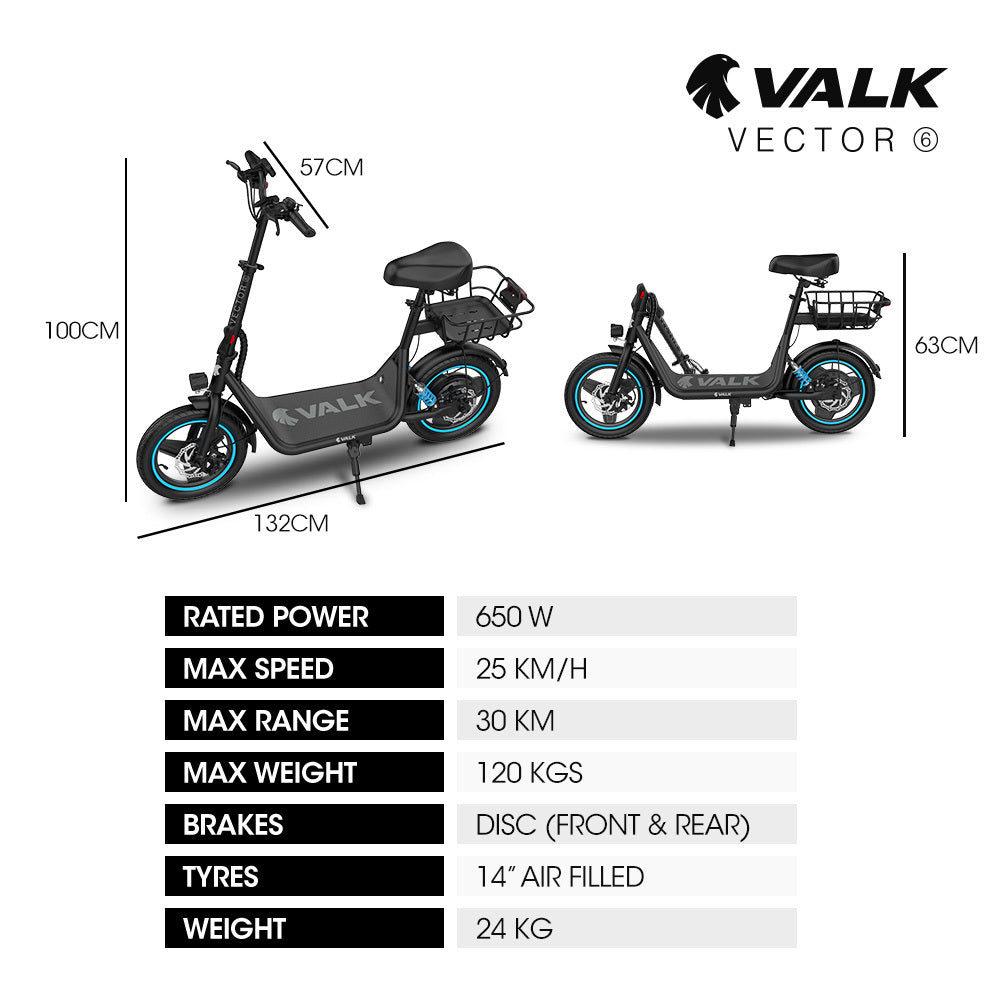 VALK Electric Scooter with Seat, 30km Range, AU Compliant, Disc brakes, 14" Tyres, for Adults, Teens, Commuter V219-TRNESCVAM6KA