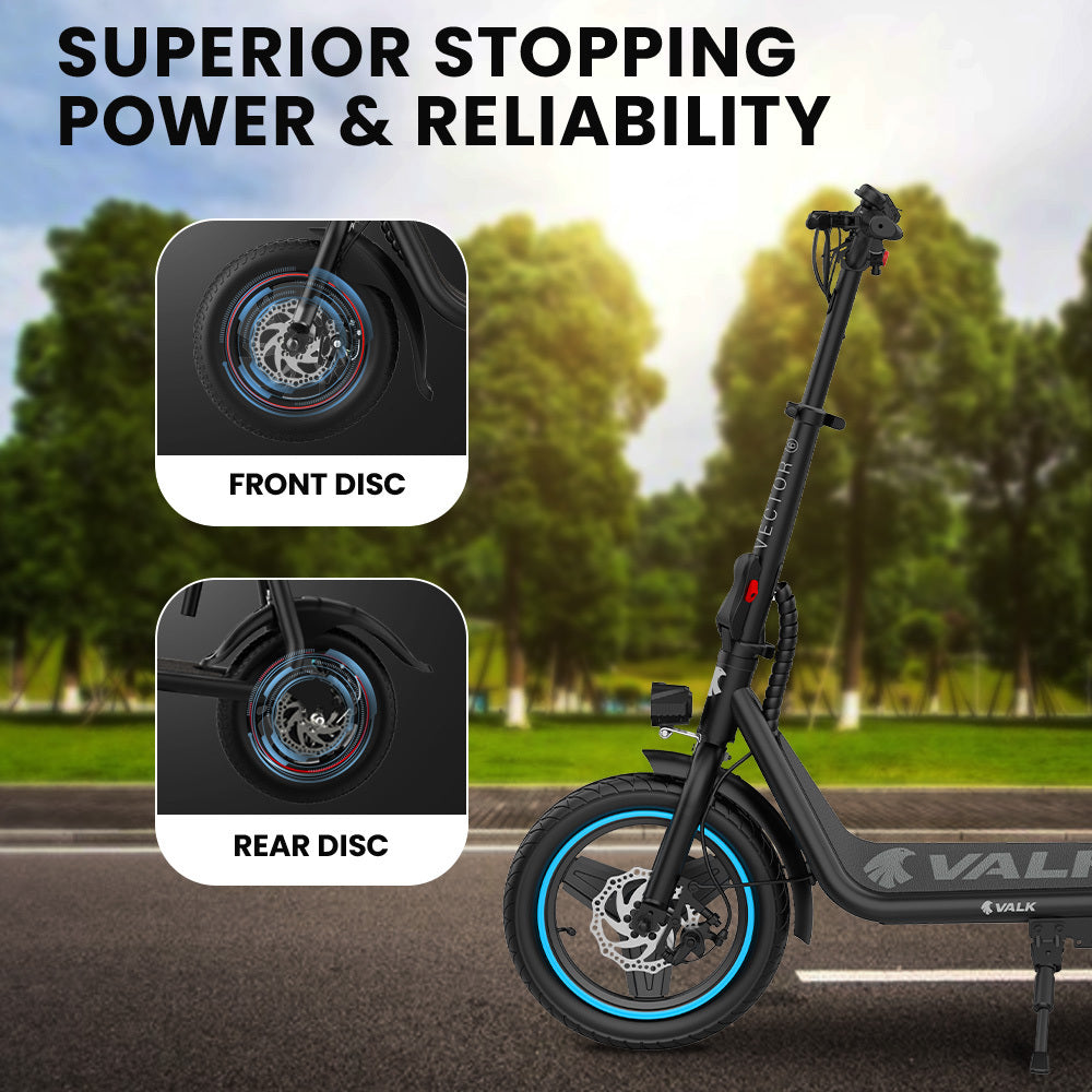 VALK Electric Scooter with Seat, 30km Range, AU Compliant, Disc brakes, 14" Tyres, for Adults, Teens, Commuter V219-TRNESCVAM6KA