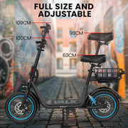 VALK Electric Scooter with Seat, 30km Range, AU Compliant, Disc brakes, 14" Tyres, for Adults, Teens, Commuter V219-TRNESCVAM6KA