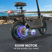 VALK Electric Scooter with Seat, 30km Range, AU Compliant, Disc brakes, 14" Tyres, for Adults, Teens, Commuter V219-TRNESCVAM6KA