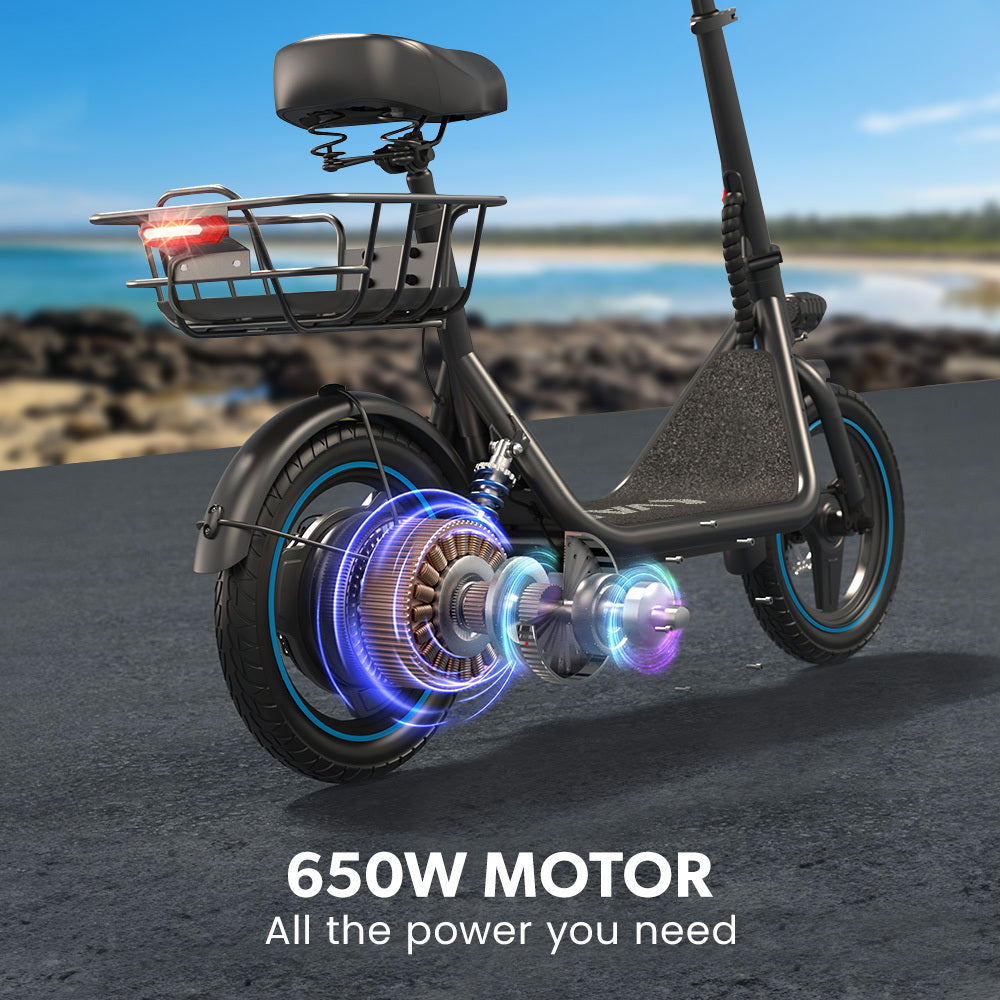 VALK Electric Scooter with Seat, 30km Range, AU Compliant, Disc brakes, 14" Tyres, for Adults, Teens, Commuter V219-TRNESCVAM6KA