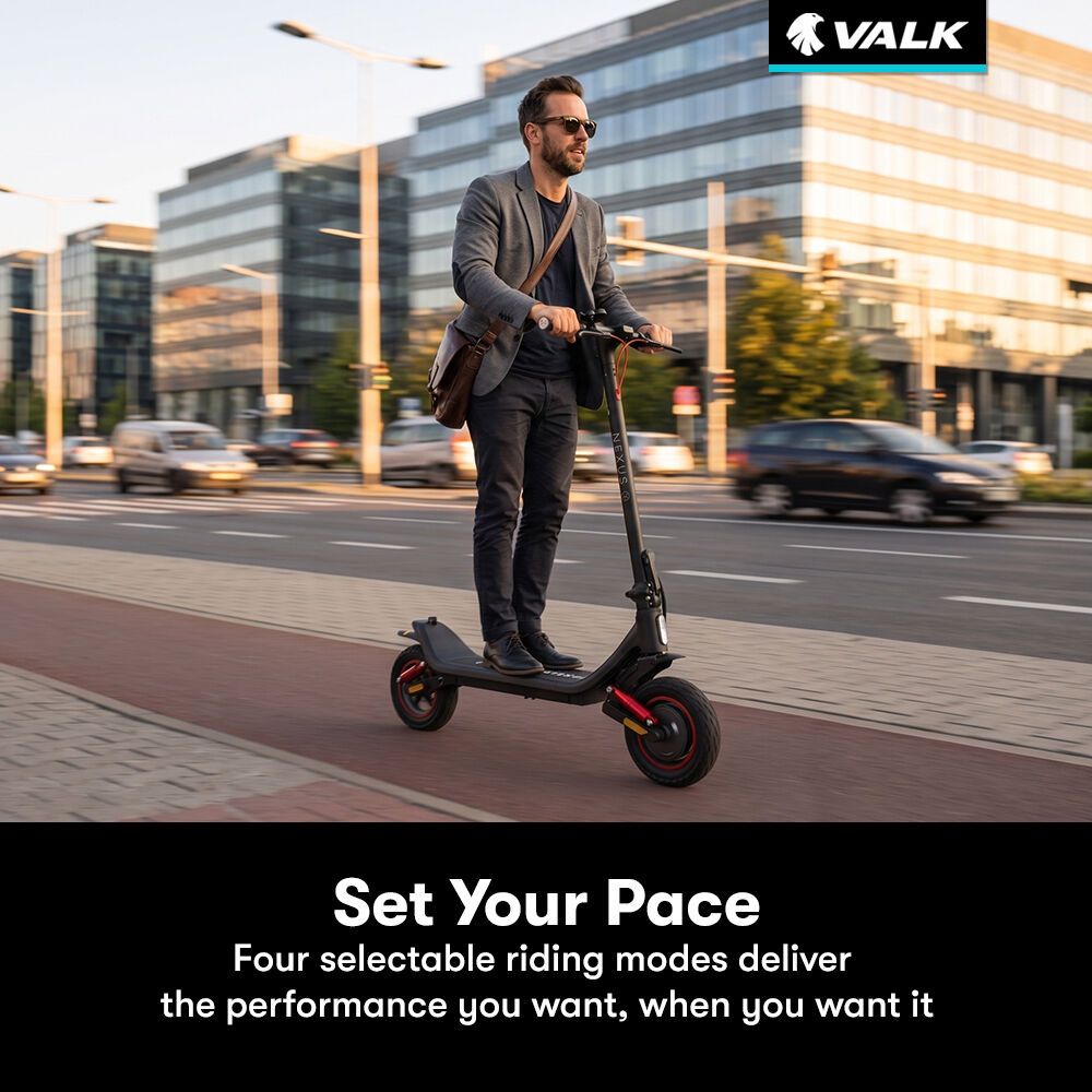 VALK Nexus 7 Electric Scooter, 500W, AU Compliant, 30km Max Range, 10 inch Tyres, Suspension, Folding Motorised Commuter eScooter for Adults,