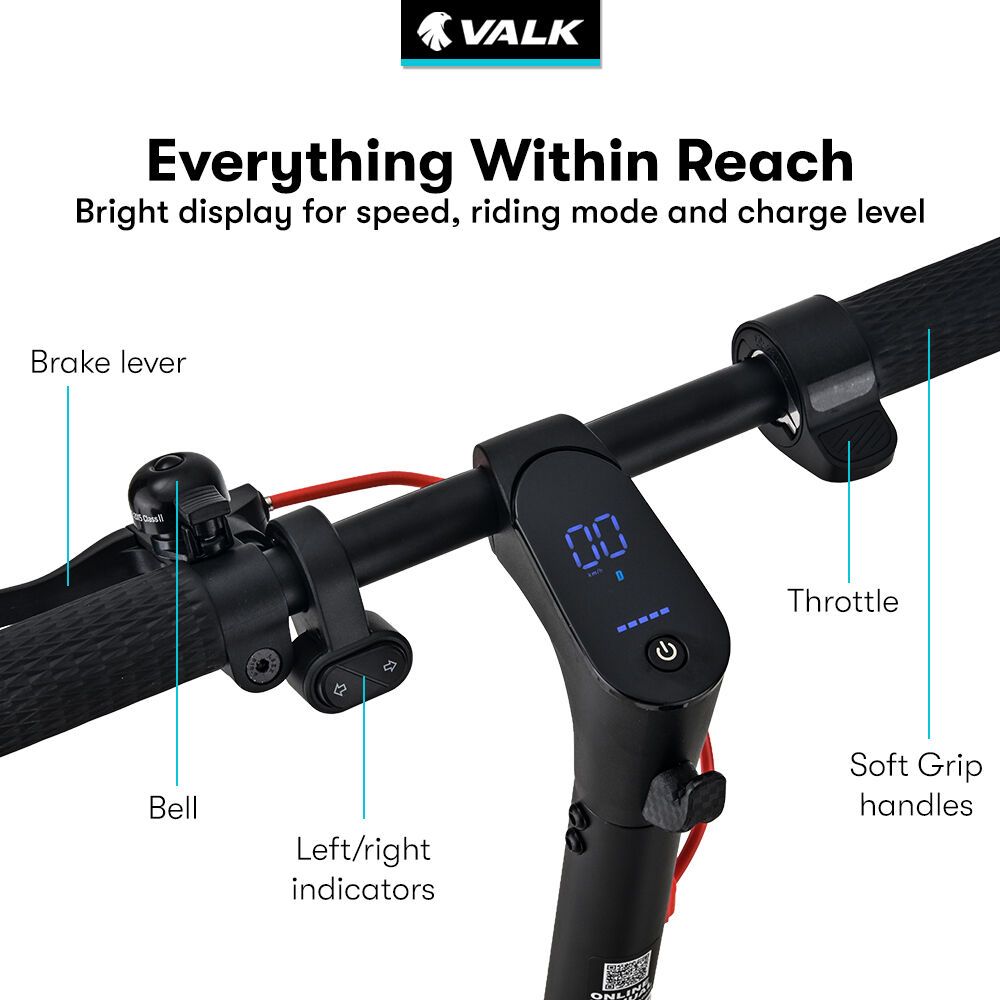 VALK Nexus 7 Electric Scooter, 500W, AU Compliant, 30km Max Range, 10 inch Tyres, Suspension, Folding Motorised Commuter eScooter for Adults,