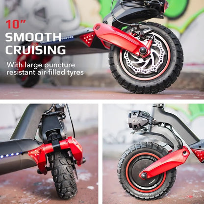VALK Primal 9 Dual Motor Electric Scooter, 1600W, AU Compliant, for Extreme Hill Climbing, Black/Red V219-TRNESCVAP9RA