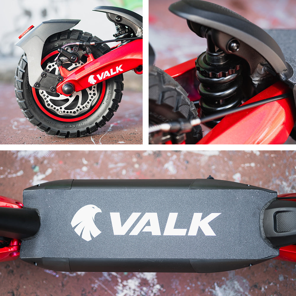 VALK Primal 9 Dual Motor Electric Scooter, 1600W, AU Compliant, for Extreme Hill Climbing, Black/Red V219-TRNESCVAP9RA