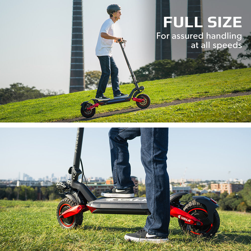 VALK Primal 9 Dual Motor Electric Scooter, 1600W, AU Compliant, for Extreme Hill Climbing, Black/Red V219-TRNESCVAP9RA