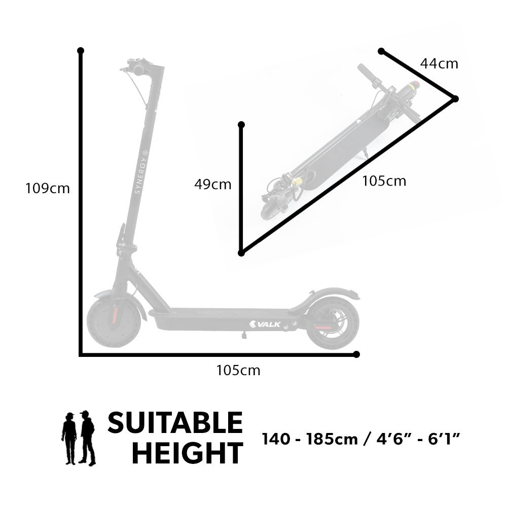 VALK Synergy 5 Electric Scooter, 400W, AU Compliant, Motorised eScooter for Adults, Black V219-TRNESCVAS5K