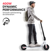 VALK Synergy 5 Electric Scooter, 400W, AU Compliant, Motorised eScooter for Adults, White V219-TRNESCVAS5W