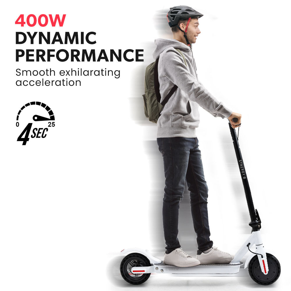 VALK Synergy 5 Electric Scooter, 400W, AU Compliant, Motorised eScooter for Adults, White V219-TRNESCVAS5W