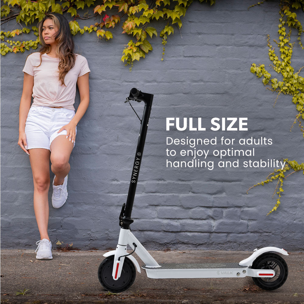 VALK Synergy 5 Electric Scooter, 400W, AU Compliant, Motorised eScooter for Adults, White V219-TRNESCVAS5W