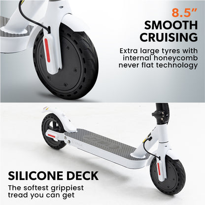 VALK Synergy 5 Electric Scooter, 400W, AU Compliant, Motorised eScooter for Adults, White V219-TRNESCVAS5W