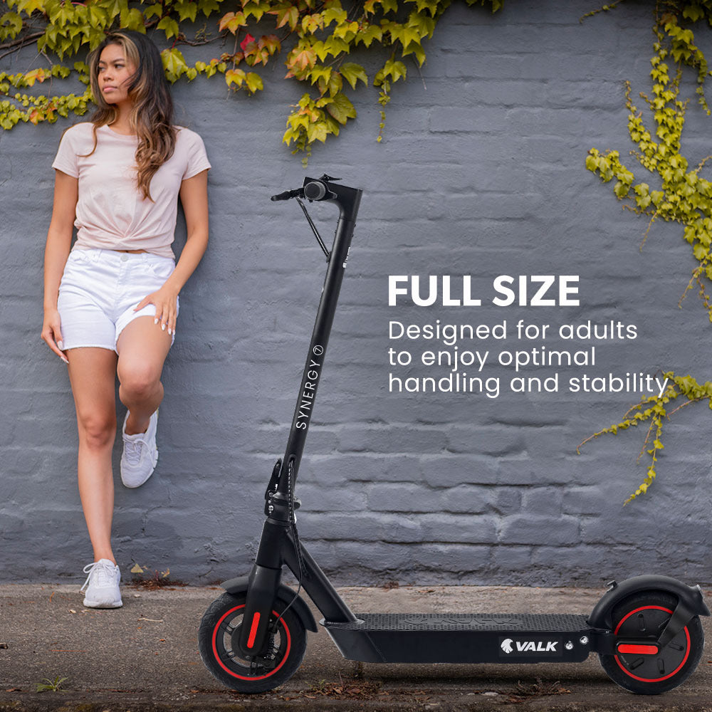 VALK Synergy 7 Electric Scooter, 500W 15Ah, AU Compliant, Motorised eScooter for Adults, Black/Red V219-TRNESCVAS7R