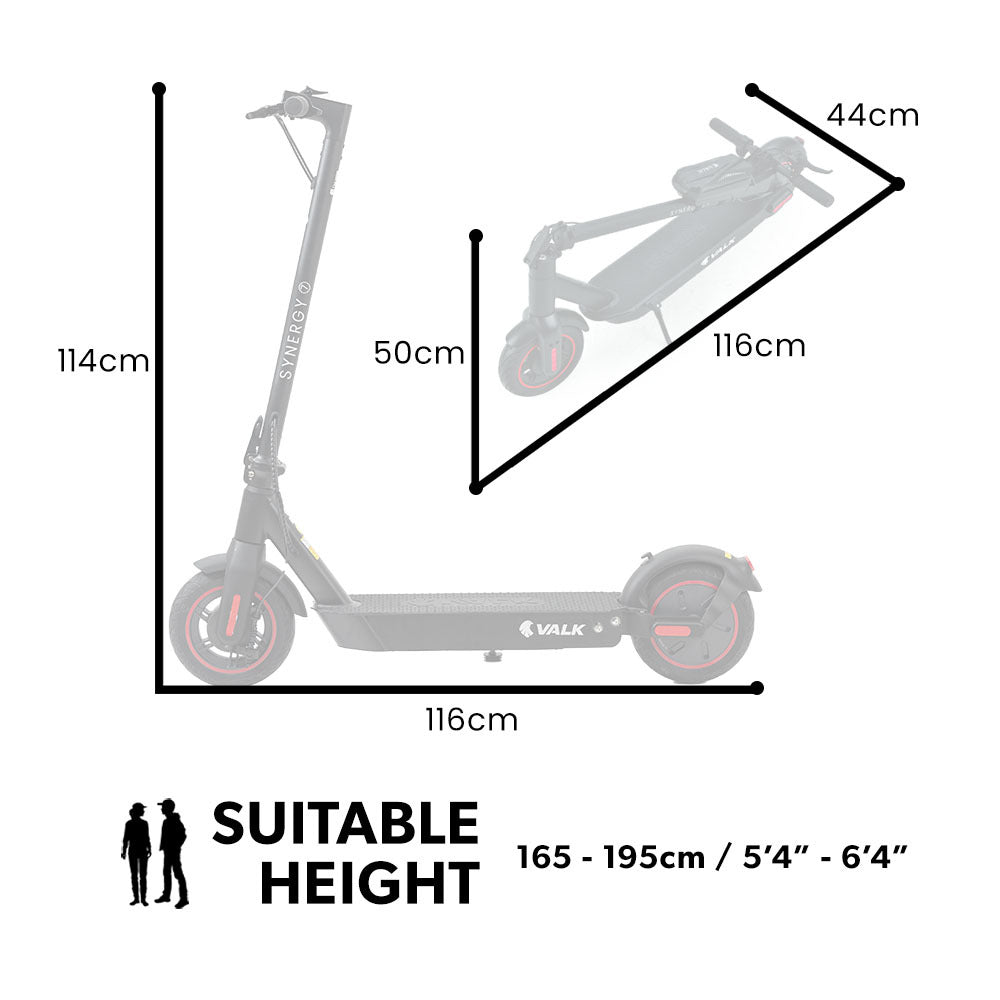 VALK Synergy 7 Electric Scooter, 500W 15Ah, AU Compliant, Motorised eScooter for Adults, Black/Red V219-TRNESCVAS7R