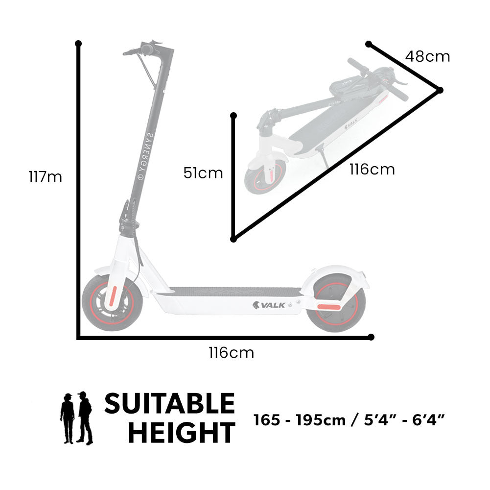 VALK Synergy 7 Electric Scooter, 500W 15Ah, AU Compliant, Motorised eScooter for Adults, White V219-TRNESCVAS7WA