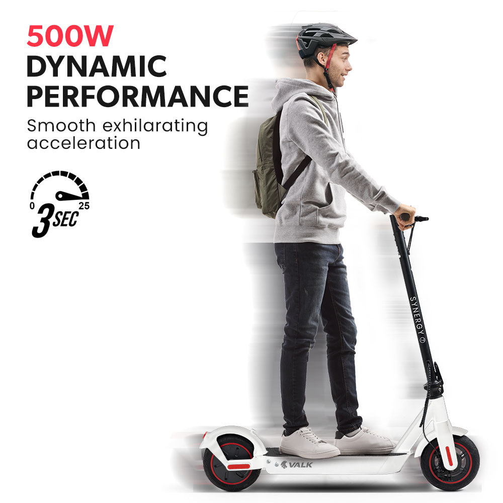 VALK Synergy 7 Electric Scooter, 500W 15Ah, AU Compliant, Motorised eScooter for Adults, White V219-TRNESCVAS7WA