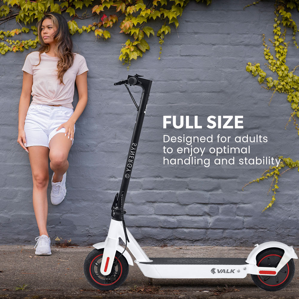 VALK Synergy 7 Electric Scooter, 500W 15Ah, AU Compliant, Motorised eScooter for Adults, White V219-TRNESCVAS7WA