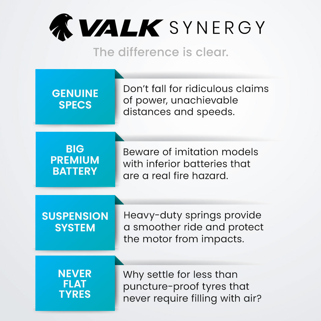 VALK Synergy 7 Electric Scooter, 500W 15Ah, AU Compliant, Motorised eScooter for Adults, White V219-TRNESCVAS7WA